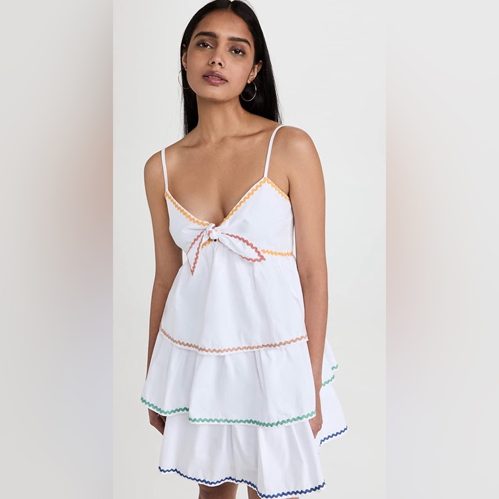 English Factory Colorblock Wave Trim 3 Tiered Dress